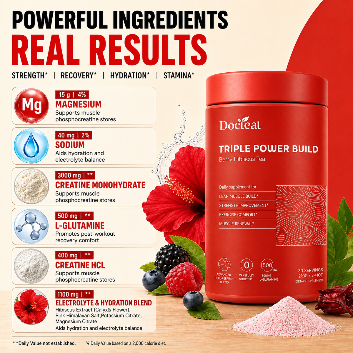 Premium Creatine, Hydration and Recovery Boost