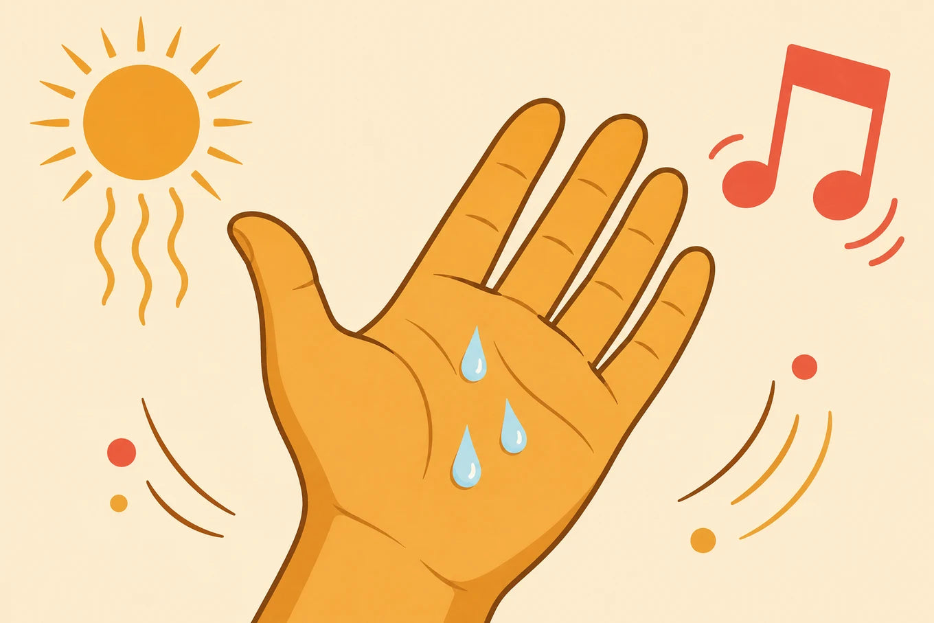 illustration: sweat appearing on a dancing hand